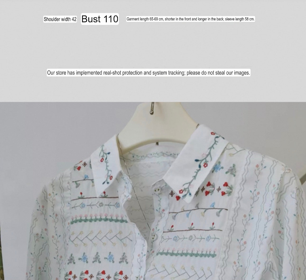 White embroidered floral shirt