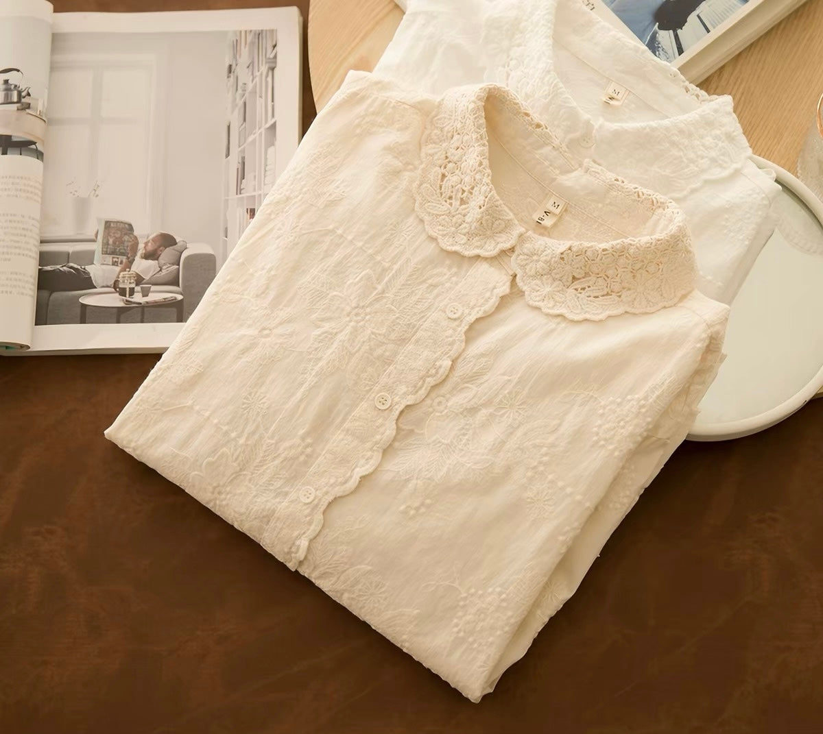 Elegant embroidered cotton blouse