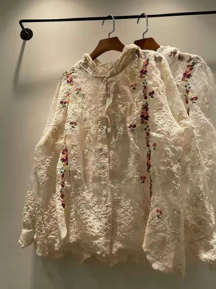 Lace embroidered blouse