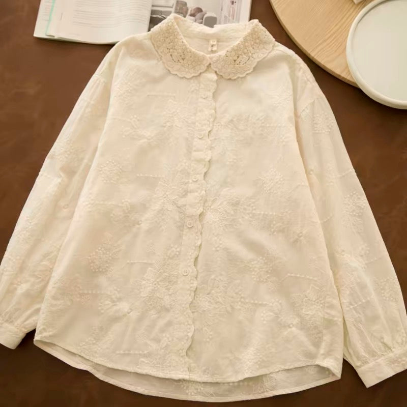 Elegant embroidered cotton blouse