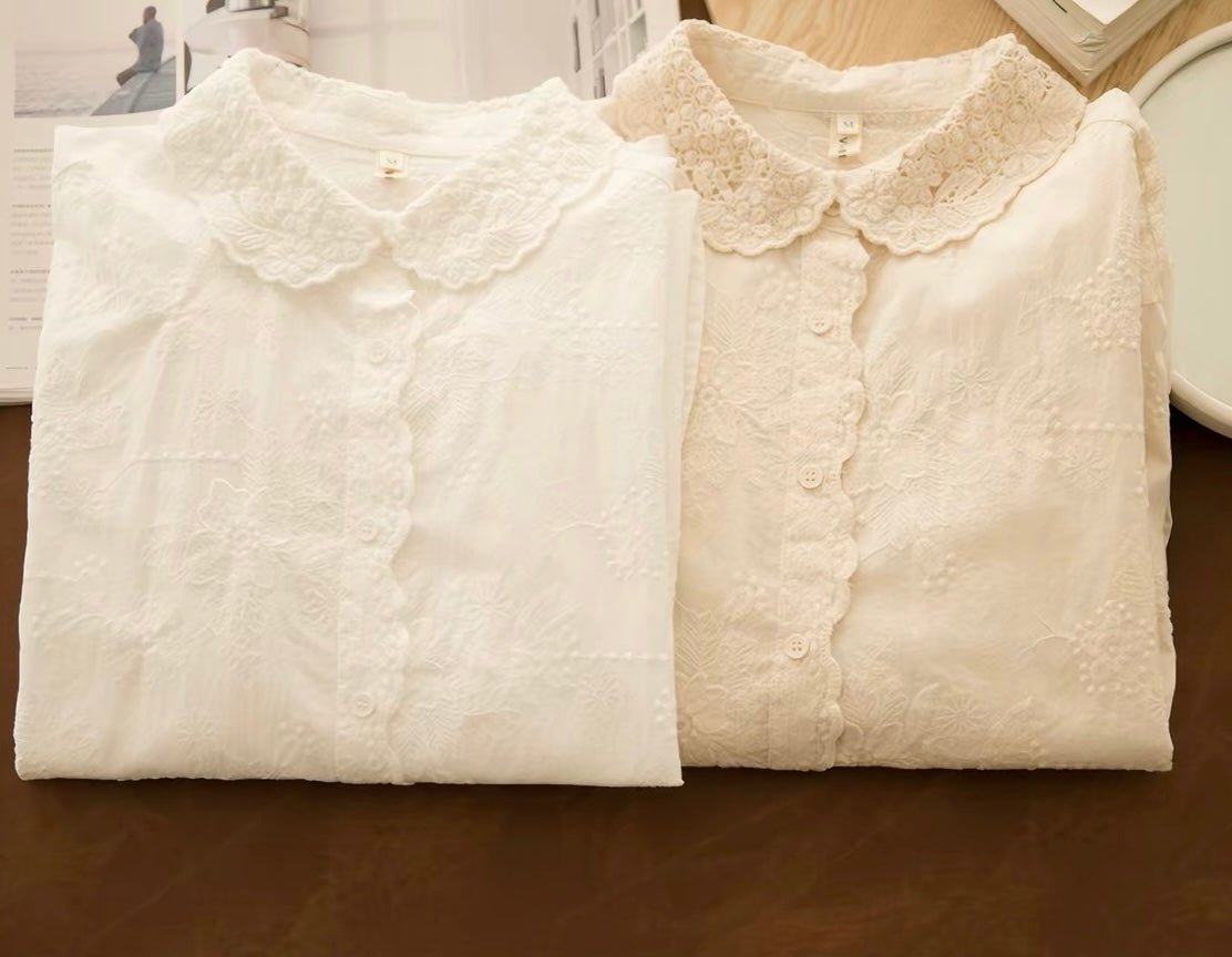 Elegant embroidered cotton blouse