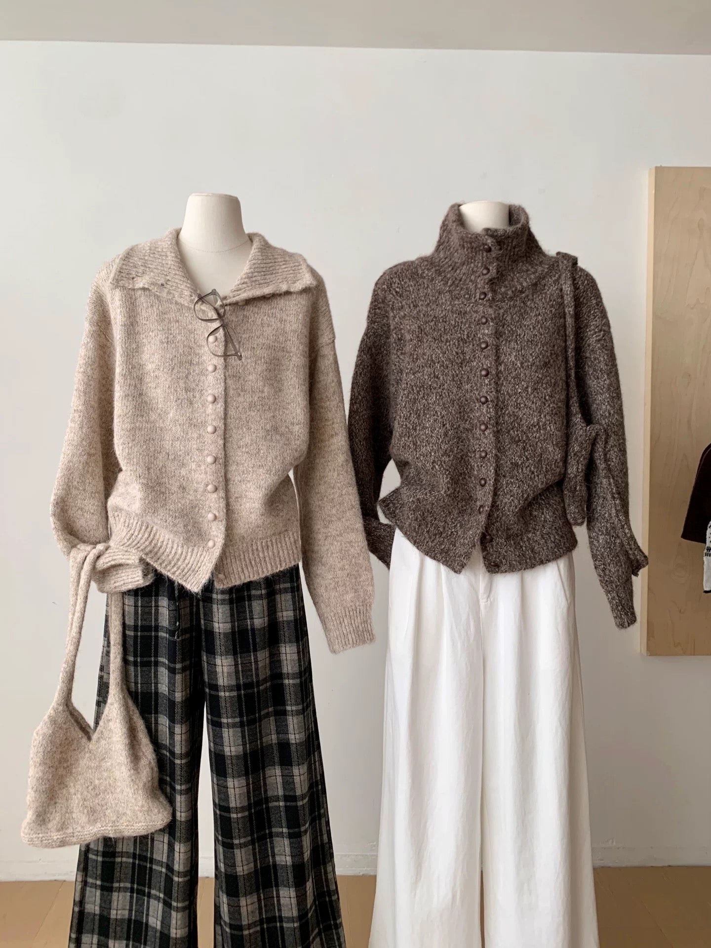 Button-Up Knit Cardigan with High Neck✨