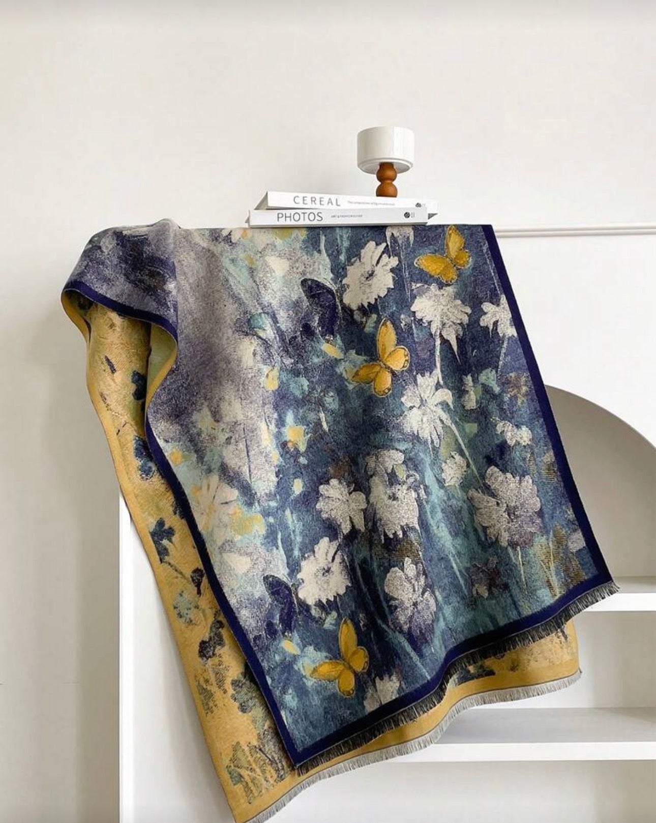 Floral Wool Shawl in Muted Autumn Tones✨