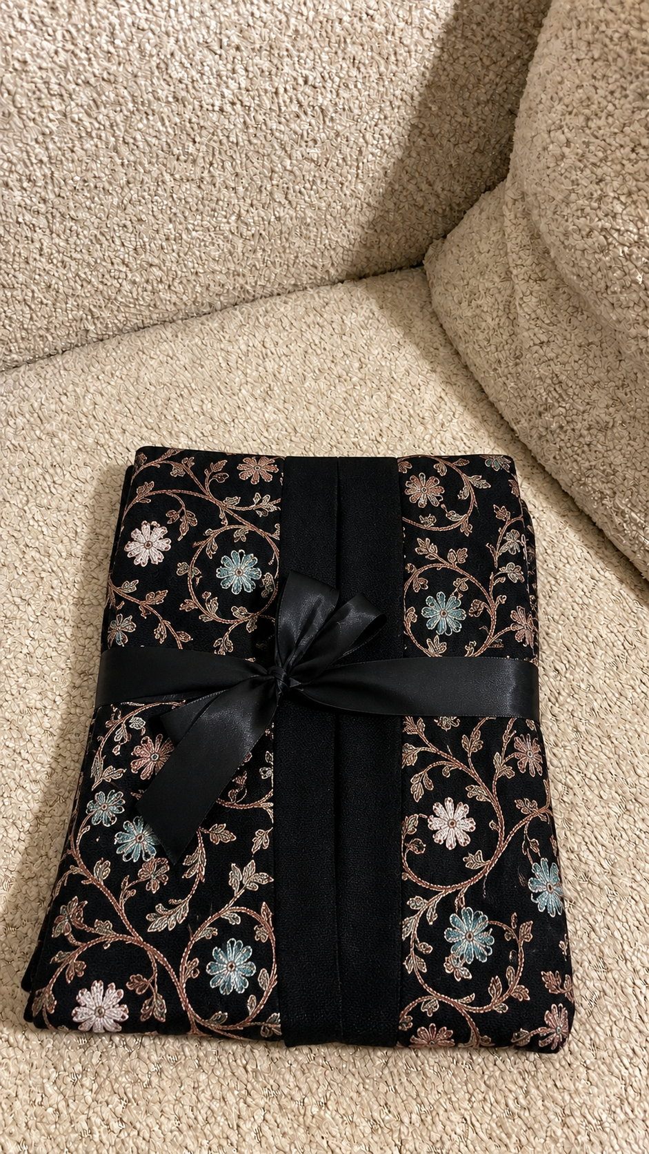 Embroidered Black Shawl