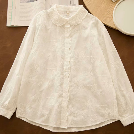 Elegant embroidered cotton blouse