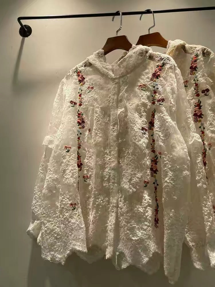 Lace embroidered blouse