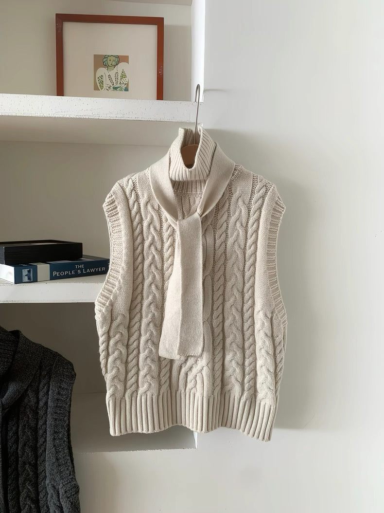 Cable Knit Sleeveless Turtleneck Vest✨