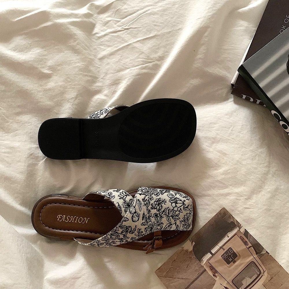 Vintage Floral Cross-Strap Slippers🌱