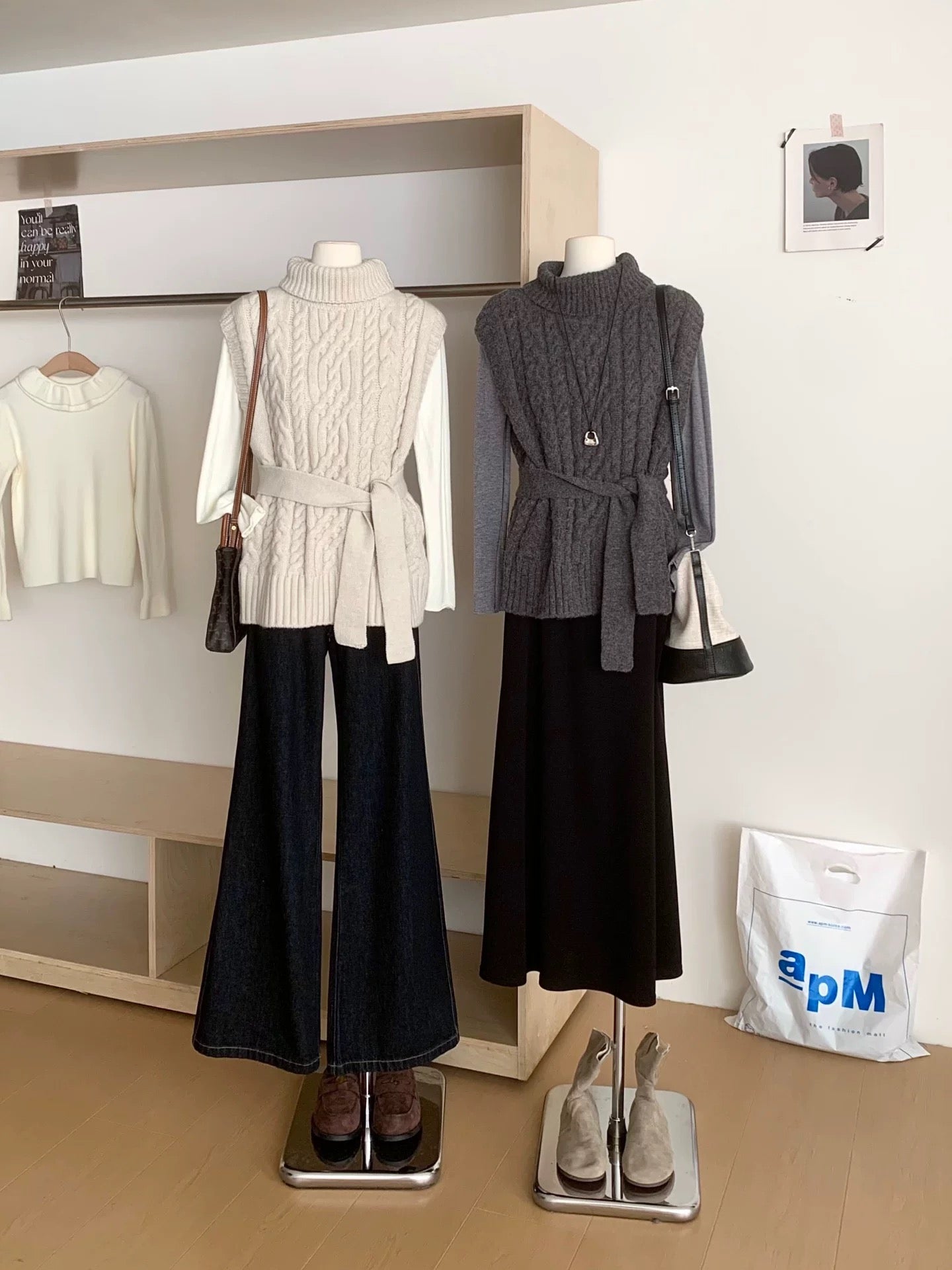 Cable Knit Sleeveless Turtleneck Vest✨